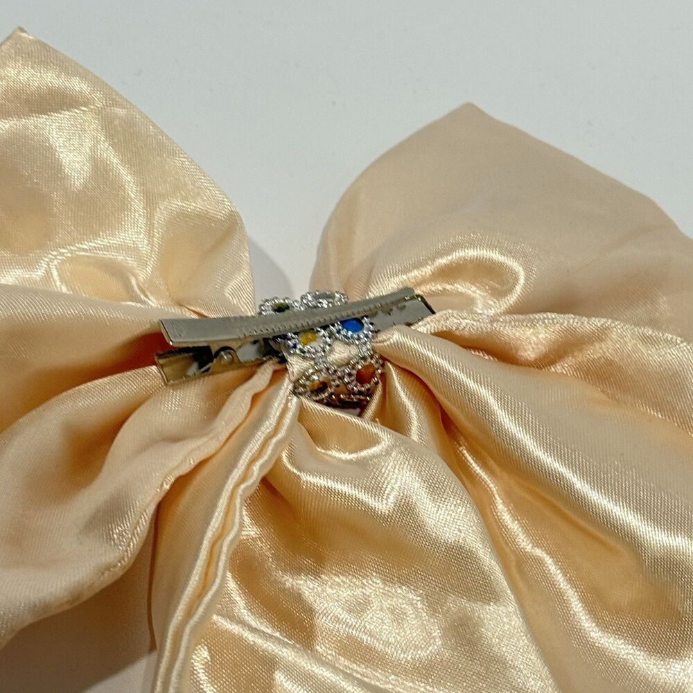 Oversized Satin Bow Bridal Bow Embellished Hair Bow Long Tail Women’s Hair Bow - Picture 7 of 15